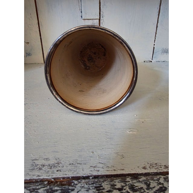 Late 19th Century Antique English Stoneware Beaker With Sterling Rim For Sale - Image 5 of 8