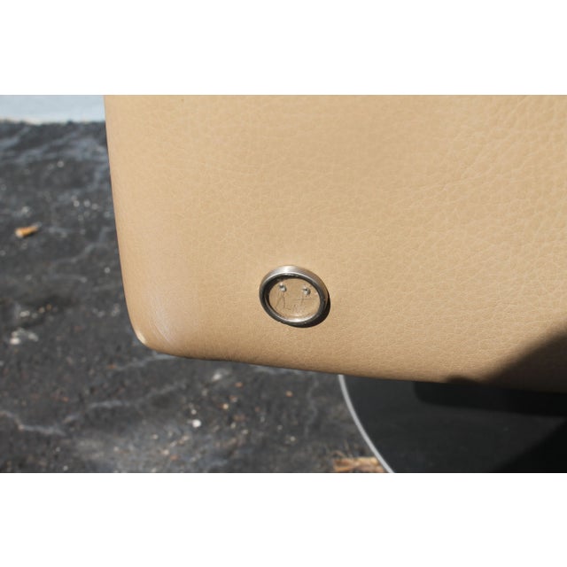 1960's Italian Art Deco Style Leather Swivel Club Chair For Sale - Image 10 of 13