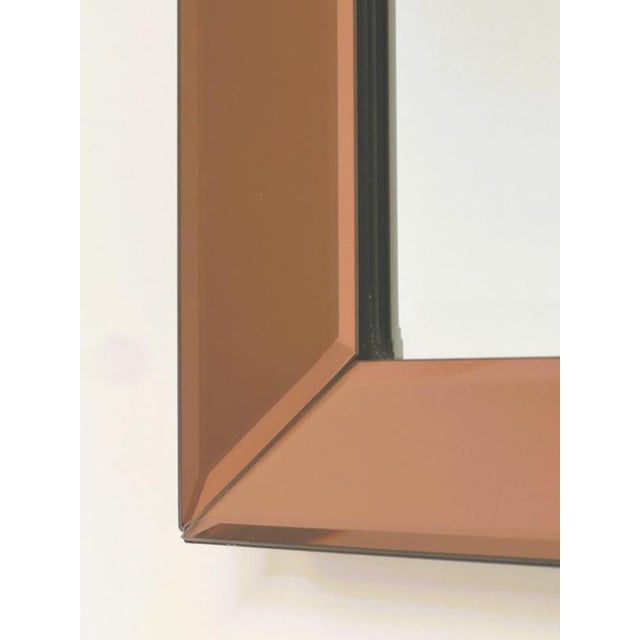 Vintage Peach Smoked Beveled Mirror, 1970s For Sale - Image 4 of 8