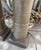 Striking vintage/retro table lamp pair featuring substantial cylindrical ceramic or stoneware bodies finished in a warm...