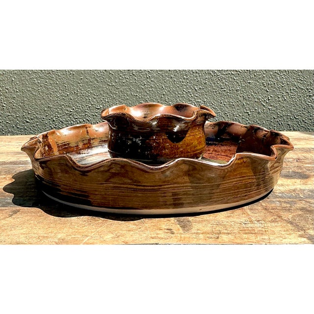 Mid-Century Modern Vintage Original Studio Pottery Appetizer Plate For Sale - Image 3 of 12