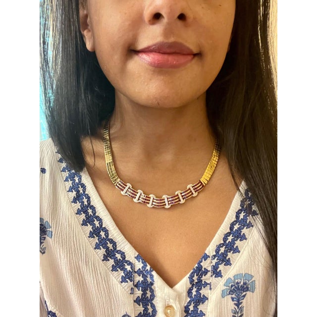 Natural 7Ct Ruby & 2 Ct Diamond Necklace 18 Karat Yellow Gold with Ring 68 Grams For Sale In New York - Image 6 of 18