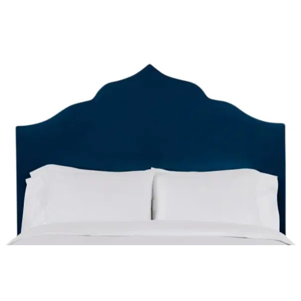 Clementine Queen Headboard, Navy Velvet For Sale