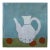 Tina Shenk. Still Life Painting 27.6" X 27.6", White Teapot, Orange Fruit, Modern Teal & Green Still Life, Handmade Canvas For Sale