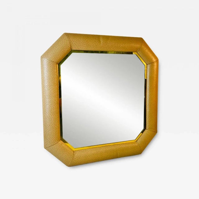 1980s Faux Ostrich Octagonal Mirror in the Manner of Karl Springer For Sale - Image 10 of 10