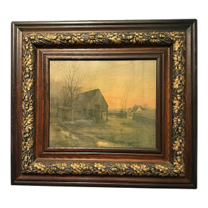 Vintage Ornate Dark Wood Frame for Lithograph, Photo, or Painting