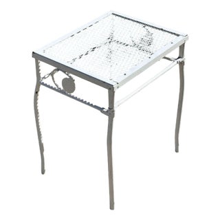 Mid-Century Wrought Iron Outdoor/ Patio Scrolling Side Table For Sale