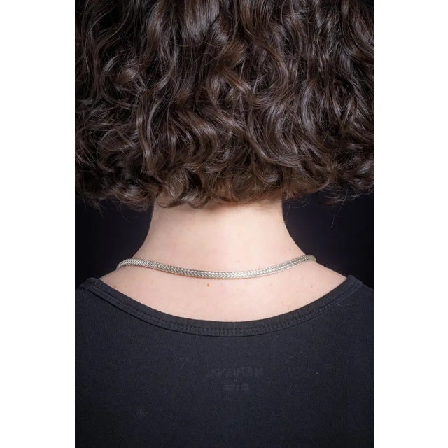 Sterling Silver Coiled Snake Chain Necklace With Peridot Gemstone For Sale - Image 4 of 4