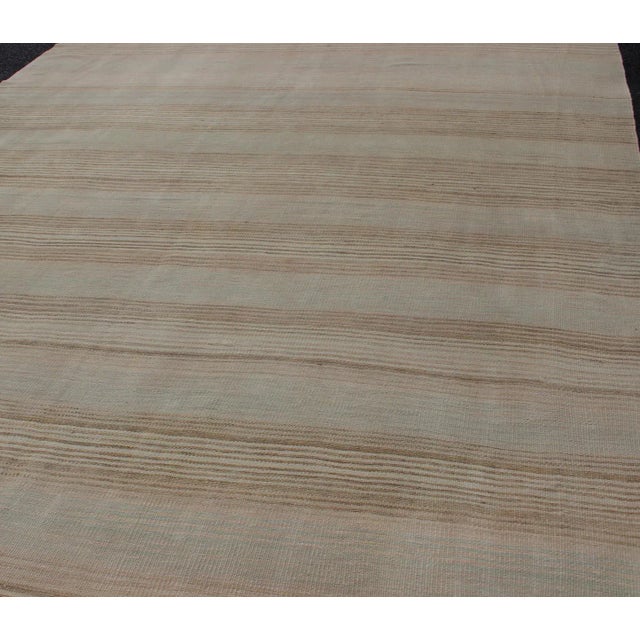 Mid 20th Century Vintage Turkish Flat-Weave Muted Colored Kilim in Taupe, Brown and Light Blue For Sale - Image 5 of 13