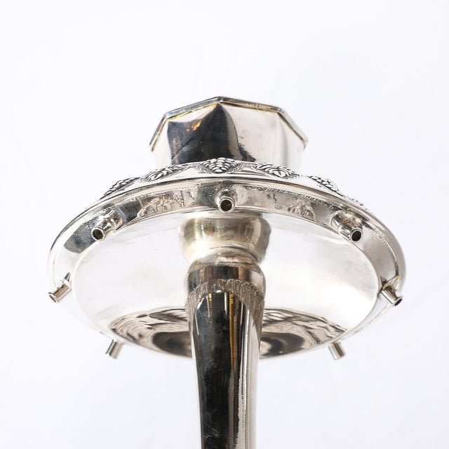 Mid-Century Silver Plated Fountain Kiddush Cup Set in Grape & Vine Motif For Sale - Image 14 of 18