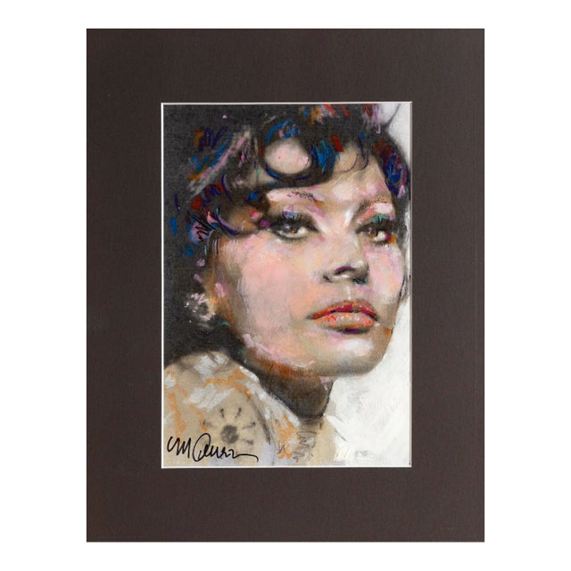 Sophia Loren, Sid Maurer Oil and Acrylic on Foamcore, Signed Lower Left For Sale