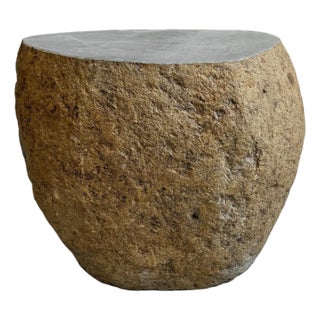 Outdoor Vintage Stone Boulder Side Table / Stool For Sale