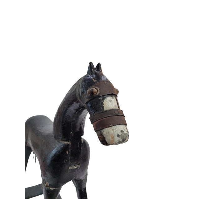 Antique Primitive Folk Art Wood Rocking Horse Late 19th / Early 20th Century For Sale - Image 9 of 15