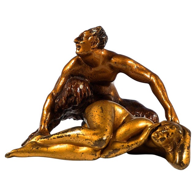 Bronze Faun with Female Nude from Franz Bergmann, 1920s For Sale - Image 9 of 9