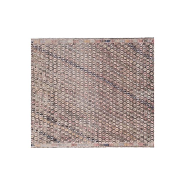 Mid 20t Century Diamond Pattern Jajim Kilim With Muted Colors 5'9'' X 8'4'' For Sale - Image 4 of 12