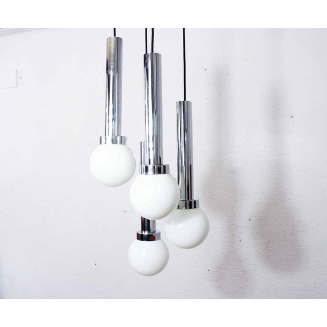 Suspension Light in Chromed Metal and Opaline Glass, Italy, 1970s For Sale - Image 14 of 15