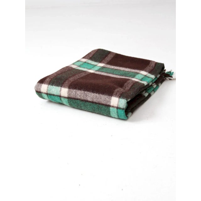 Farmhouse Vintage Plaid Wool Blanket For Sale - Image 3 of 9