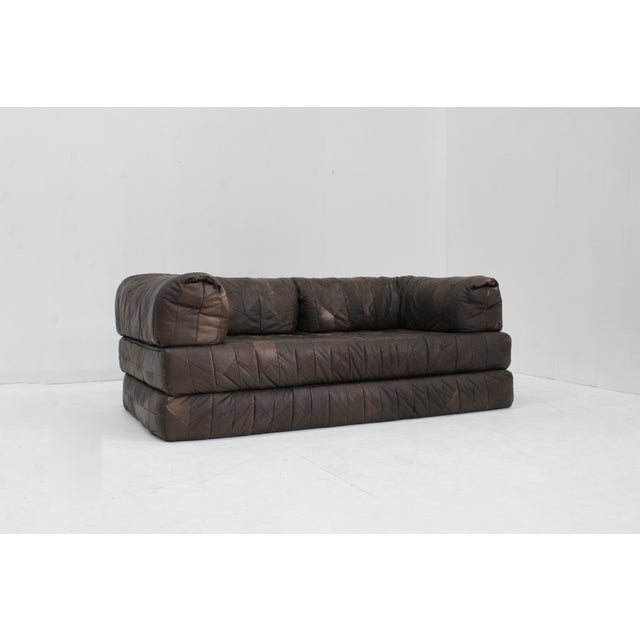 1970s Vintage Patchwork Leather Daybed Sofa, 1970s For Sale - Image 5 of 11