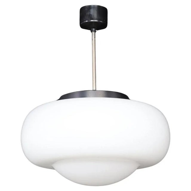 Mid-Century Modern Opaline Glass Pendant Lamp, Czechoslovakia, 1960s For Sale - Image 13 of 13