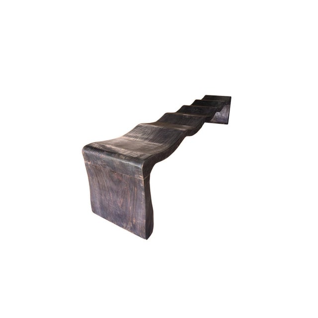 Monumental Sculptural Mango Wood Bench With Burnt Espresso Finish For Sale - Image 10 of 10