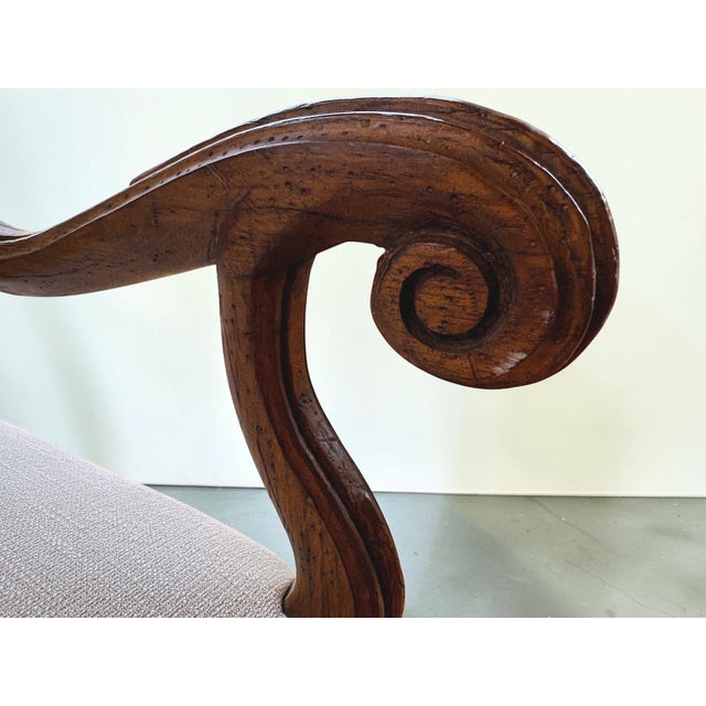 Wood Mid 20th Century Pair of French Fruitwood Upholstered Armchairs For Sale - Image 7 of 9