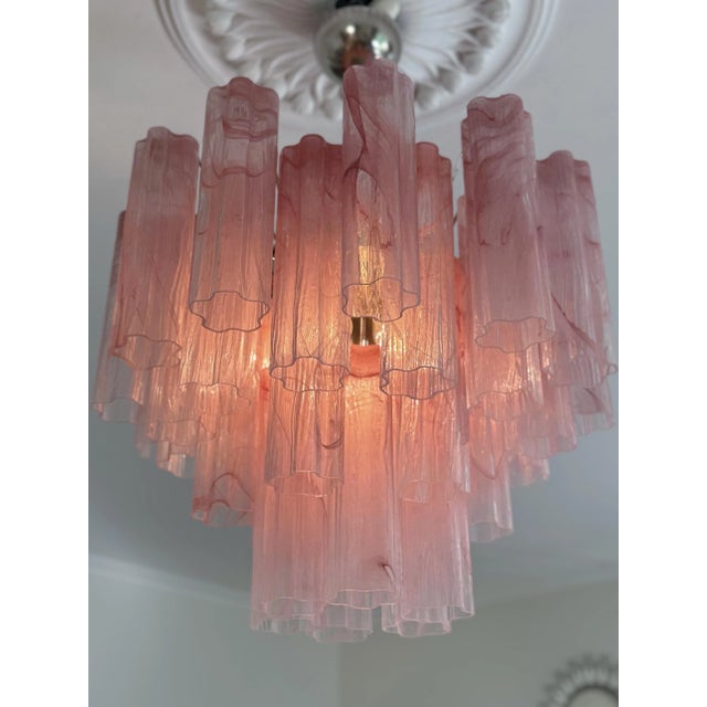 Bold Eclectic Pink Swirled Murano Chandeliers, Set of 3 For Sale - Image 4 of 10