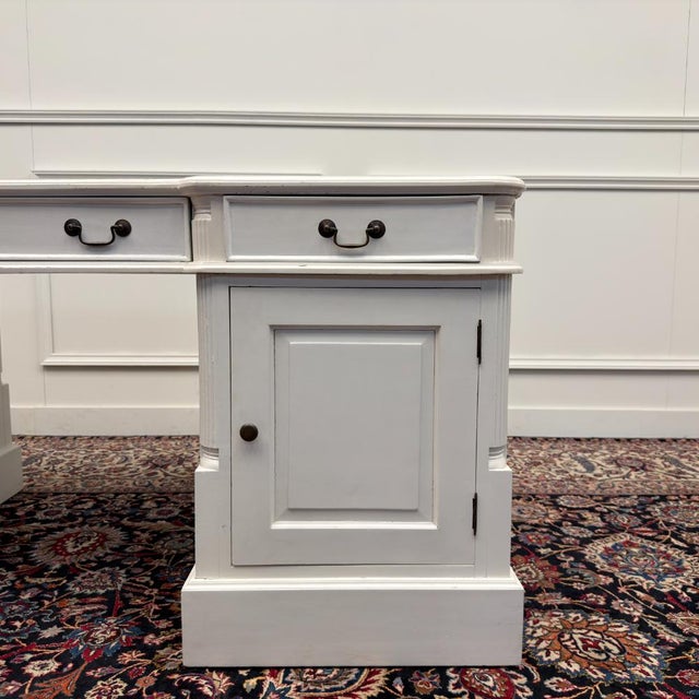 Classic English White Desk with Desk Chair, Set of 2 For Sale - Image 11 of 18