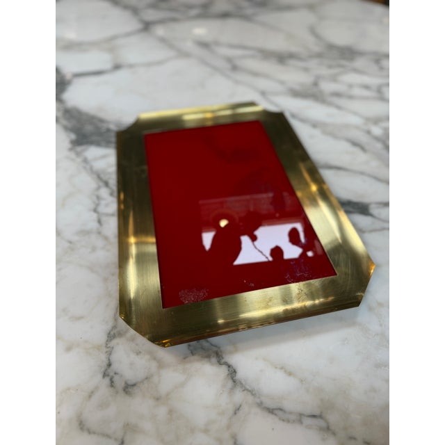1970s Vintage Bras Tray With Red Glass Insert For Sale - Image 5 of 6