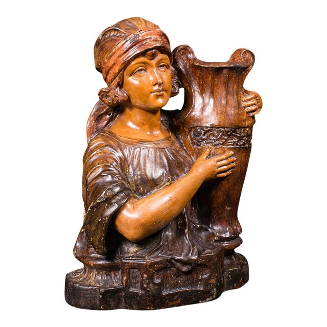 1900s Antique French Female Portrait Bust Candle Holder For Sale