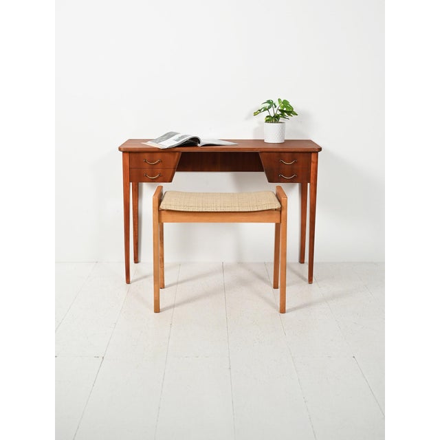 Scandinavian Mahogany Desk with Brass Handles, 1940s For Sale - Image 3 of 10