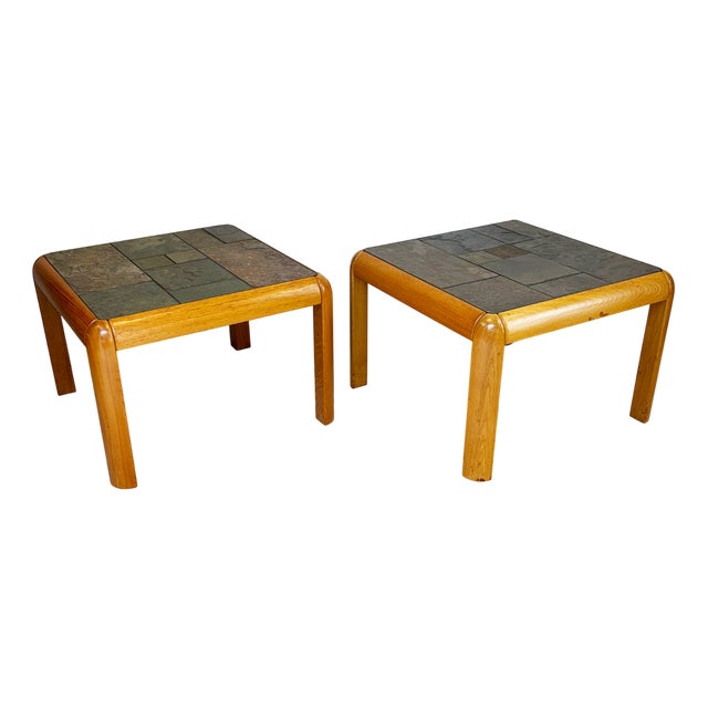 Danish Modern Coffee Tables in Slate and Teak by Poul H Poulsen for Gangso Mobler, 1970s, Set of 2 For Sale