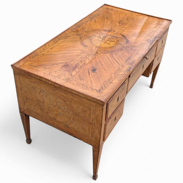 French Antique Desk – Lombardy Louis XVI Era Desk, Vintage Writing Table, Elegant Office Furniture, 18th Century Desk For Sale - Image 3 of 18