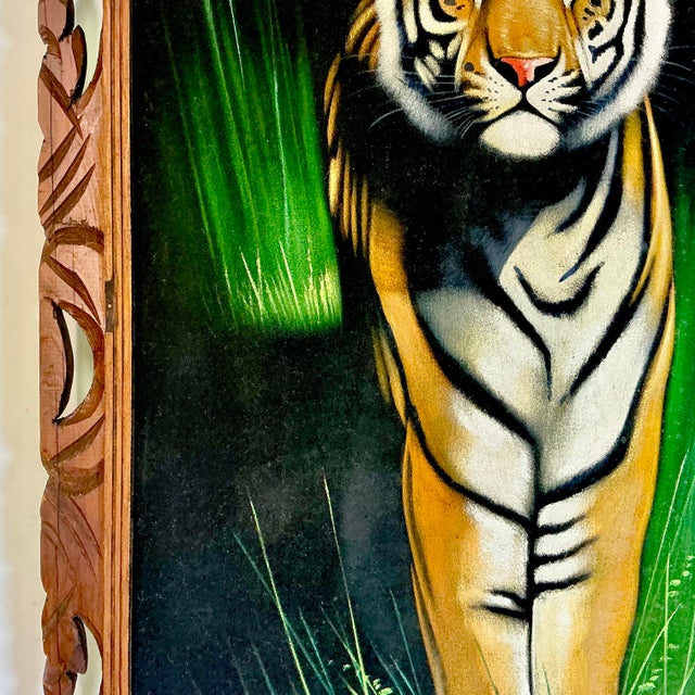 1950s Vintage Boho Chic Mexican Safari Bengal Tiger Painting For Sale - Image 11 of 11