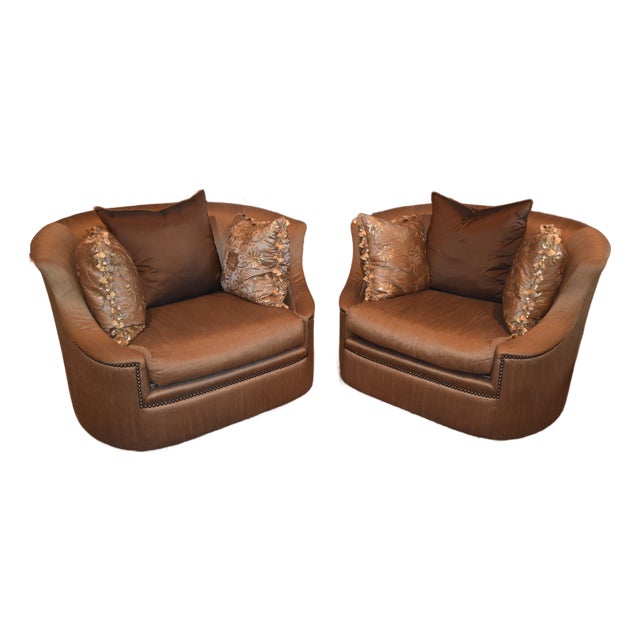 Swivel Marge Carson Lana Chair and a Half For Sale