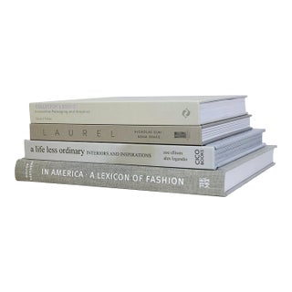 Decorative Books - Smokey Neutrals Coffee Table Stack - 4 Grey Books For Sale