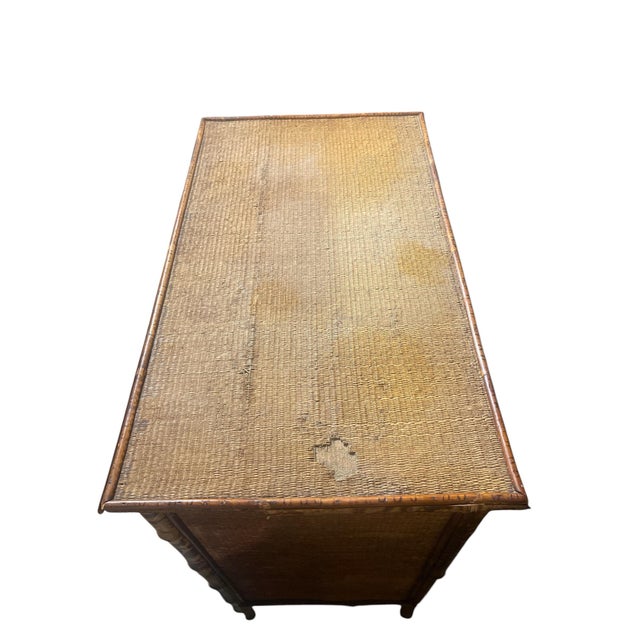 Antique Tortoise Bamboo and Rattan Chest of Drawers For Sale - Image 4 of 5