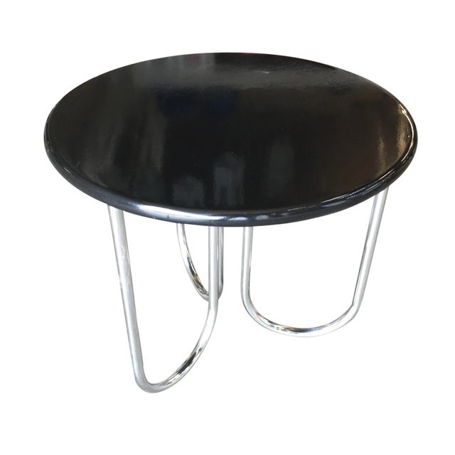 Metal Streamline Black Lacquer Chrome Coffee Table by Royalchrome For Sale - Image 7 of 7