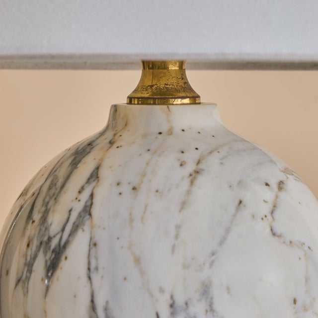 White 1970s French Spherical Marble Lamp For Sale - Image 8 of 13