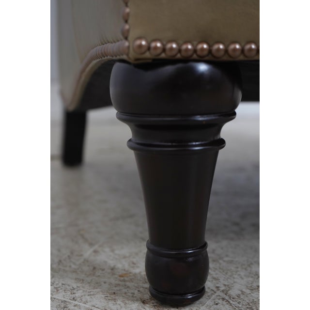 Green Tufted Leather Lounge Chair W. Ottoman For Sale - Image 11 of 18