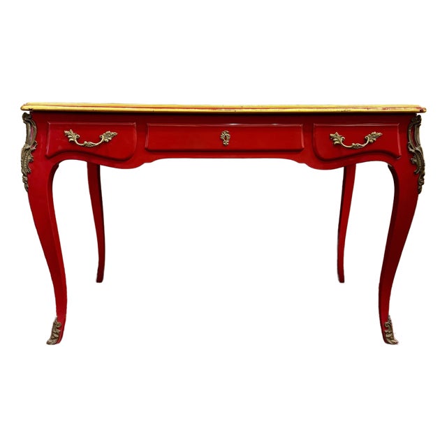 Louis XV Red Lacquered Writing Desk For Sale