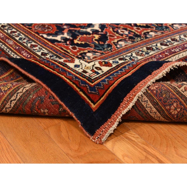 1910s 1910 12'6"x20'1" Midnight Blue Antique Persian Bijar Wool Hand Knotted Oversized Rug For Sale - Image 5 of 10