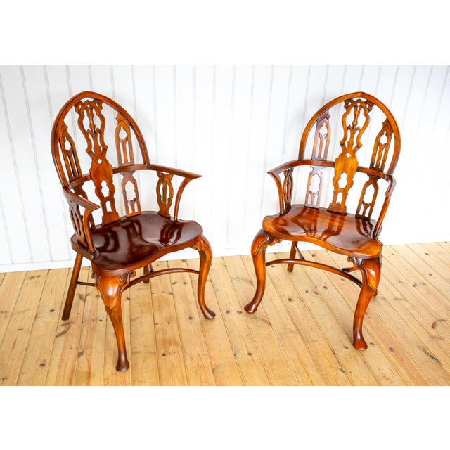 Gothic Strawberry Hill Windsor Steeple Back Armchairs by Theodore Alexander, 1990s, Set of 2 For Sale - Image 18 of 18