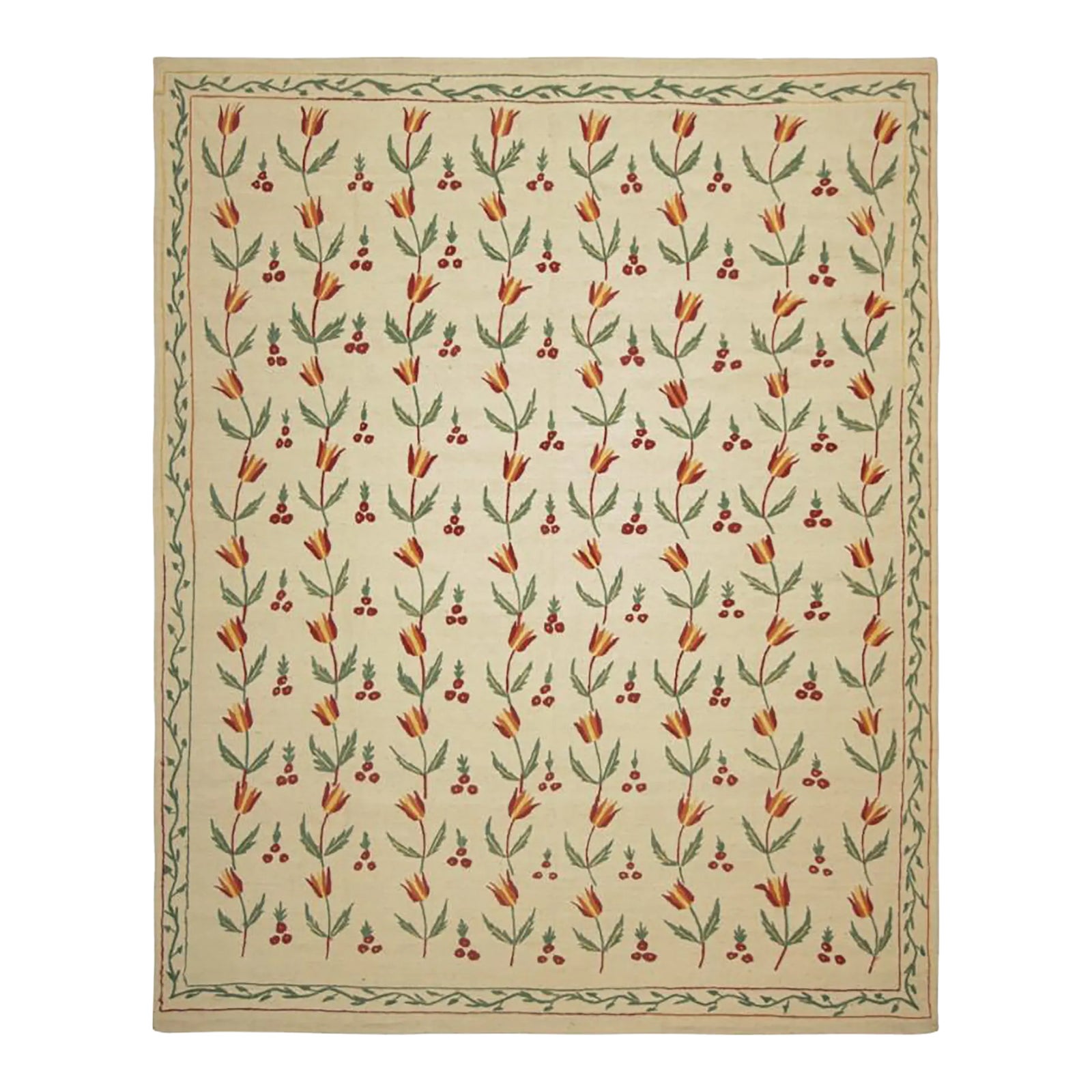 Rug & Kilim’s Suzani Style Kilim in Cream and Warm Polychromatic Floral ...