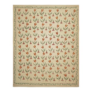Rug & Kilim’s Suzani Style Kilim in Cream and Warm Polychromatic Floral Patterns For Sale