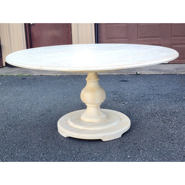 Italian Late 20th Century Niermann Weeks Large Pedestal Faux Marble Dining Table For Sale - Image 3 of 14