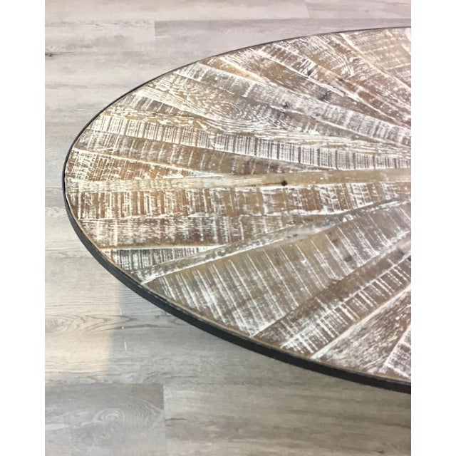 2010s Industrial Modern Metal and Wood Oval Cocktail Table For Sale - Image 5 of 6