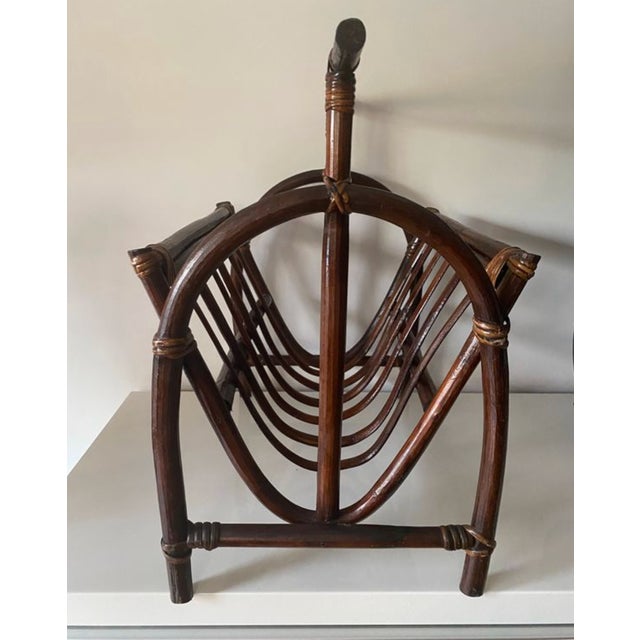 1970s Magazine Rack in Bent Rattan and Bamboo, France, 1970 For Sale - Image 5 of 11