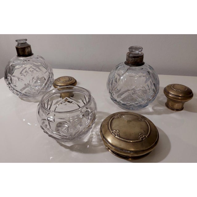 Antique Crystal and Silver Vanity Set, 1920s, Set of 3 For Sale - Image 14 of 18