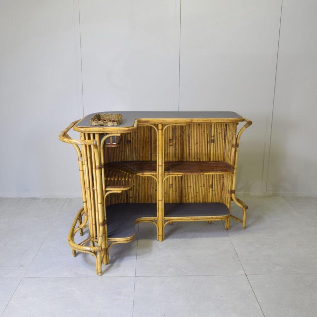 Light Yellow Cocktail Bar in Bamboo by Tito Agnoli, 1960s For Sale - Image 8 of 13