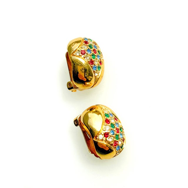 Vintage clip-on earrings by Grossé, the German maker known for its collaboration with Christian Dior, in gold-tone plated...